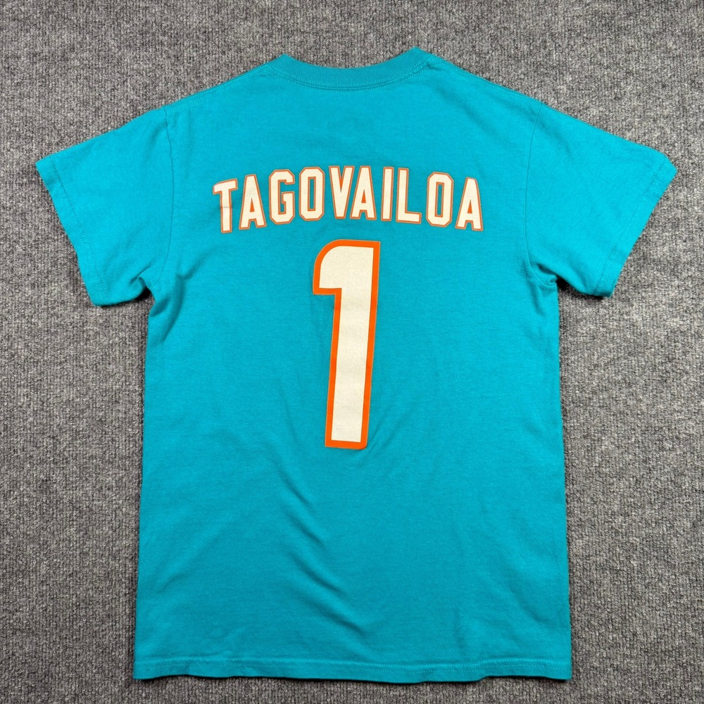 Miami Dolphins Tua Tagovailoa T-Shirt NFL Team Apparel Small Aqua Teal Jersey